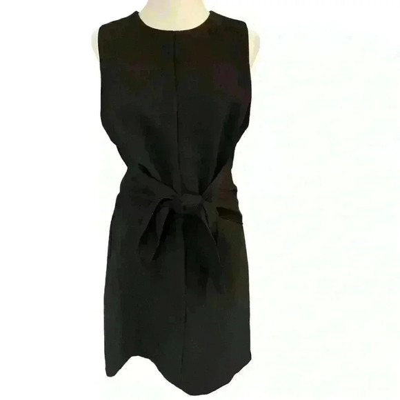 Do+Be Sleeveless Black Dress Scoop Neck. Large Waist Tie. Size M. LBD Career - Picture 1 of 7